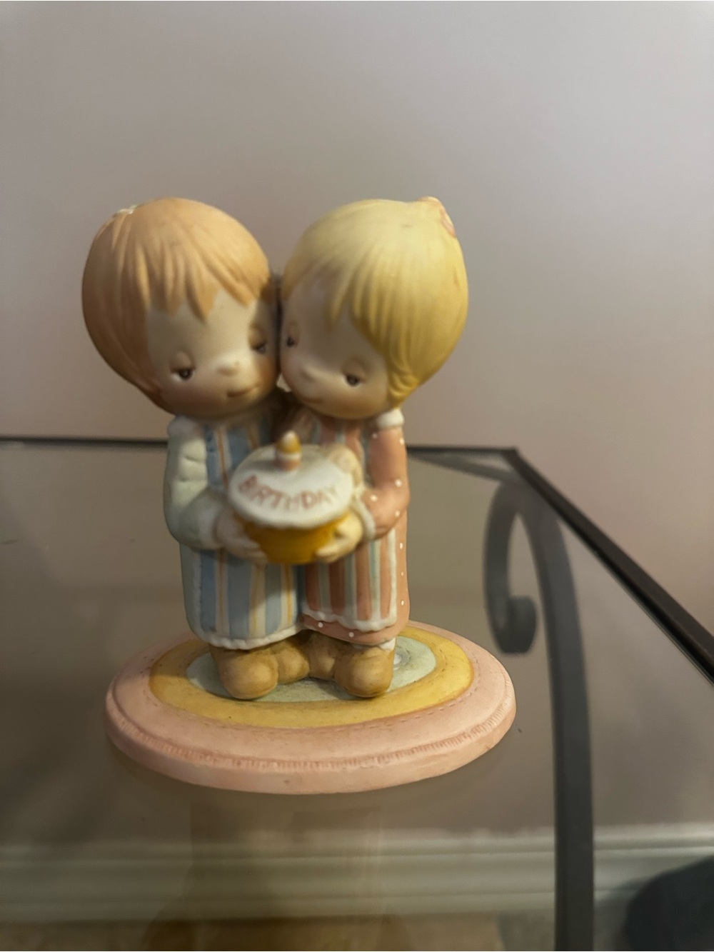 Vintage Betsy Clark Hallmark Porcelain Figurine - Two Girls Birthday Cake 4.5"